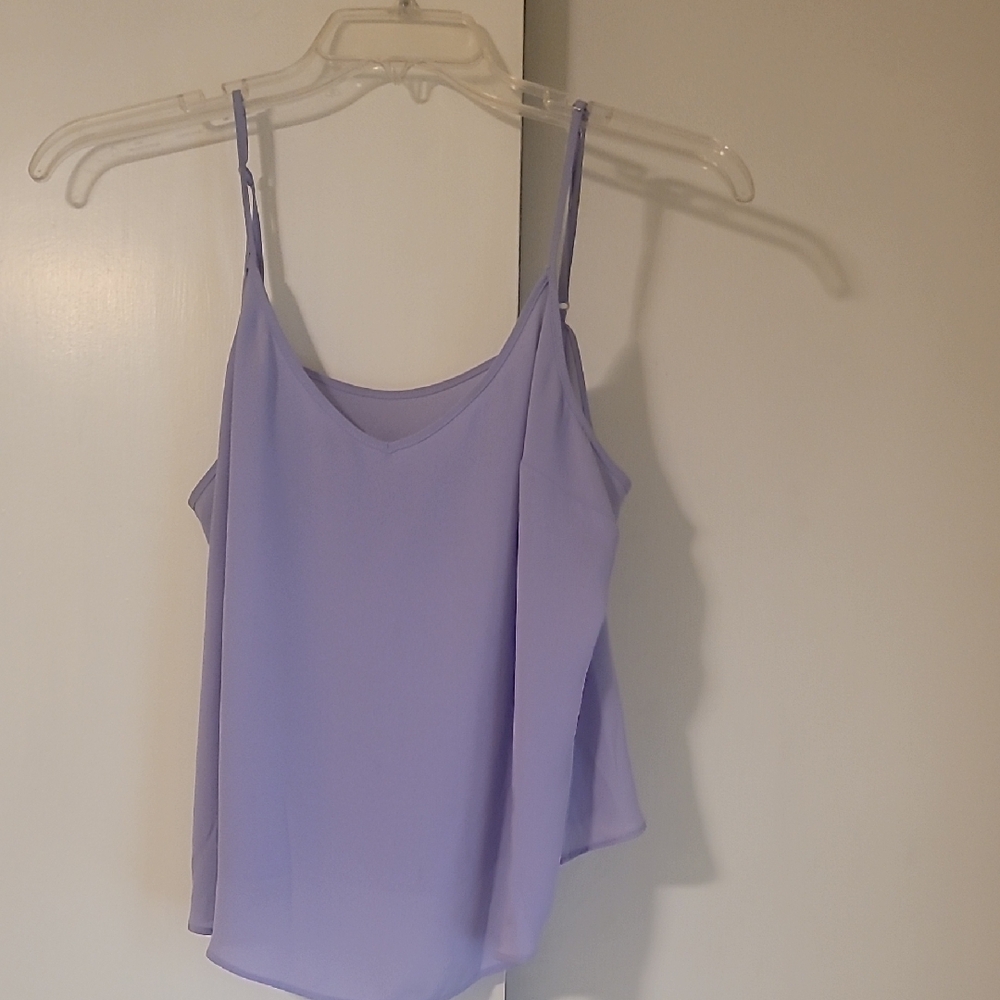 White House Black Market Lavender Ruffle Blouse - Picture 5 of 5